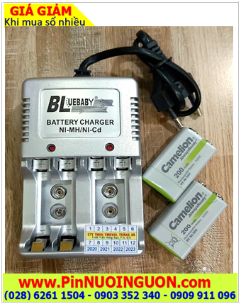 BlueBaby BL-5 _Bộ sạc kèm 2 pin sạc Camelion NH-9v200ARBP1 (9v 200mAh)